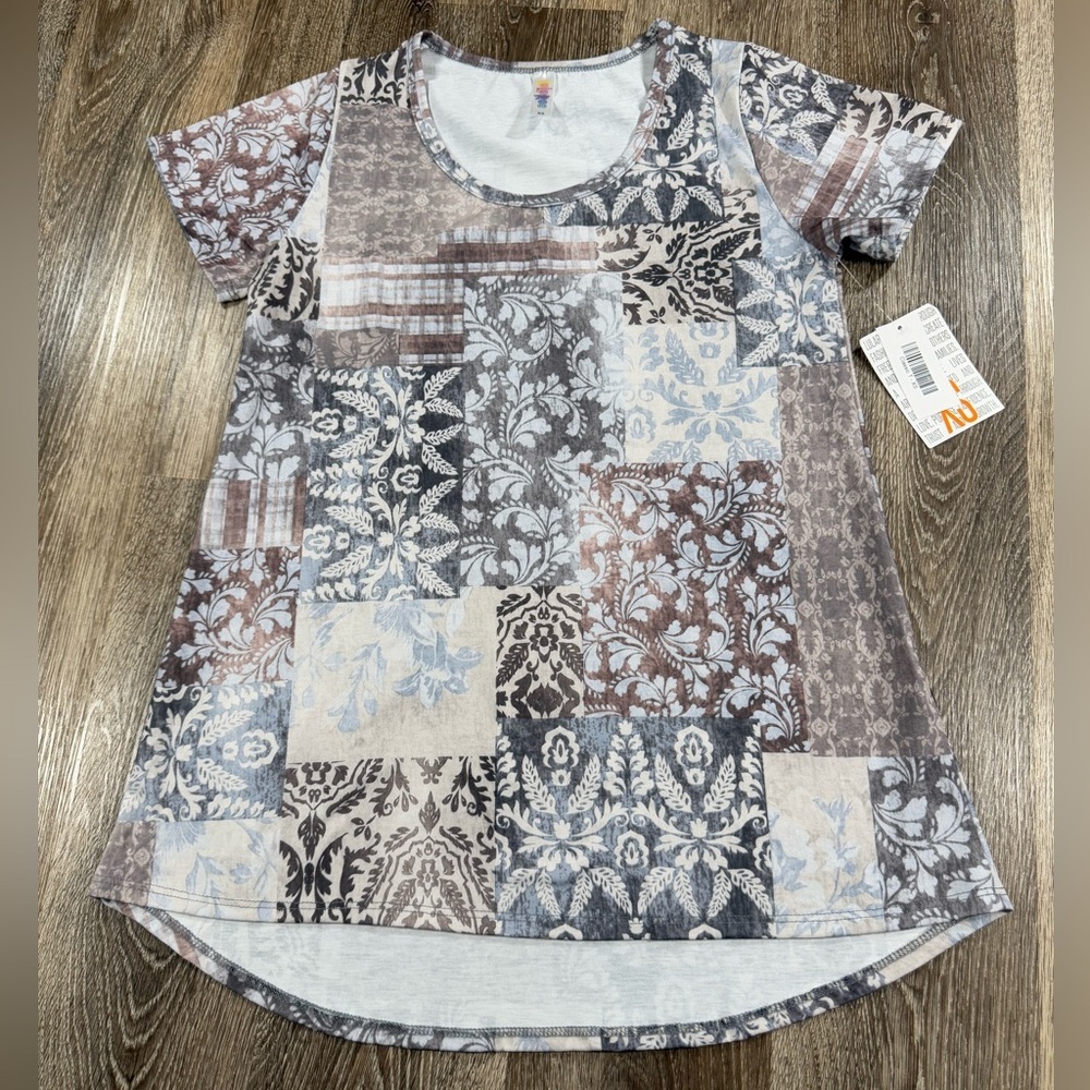 NWT Lularoe Classic T gray brown floral,‎ Sz: XS